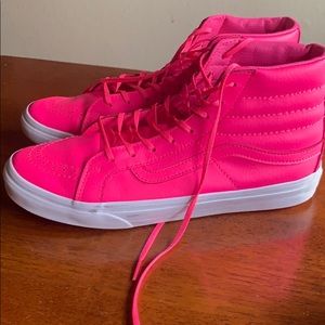 COPY - Vans Sk8-Hi Neon Pink Leather. Men’s 8 wom…